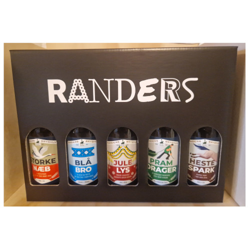 Gaveæske med 5 x 33 cl øl fra Randers Bryghus