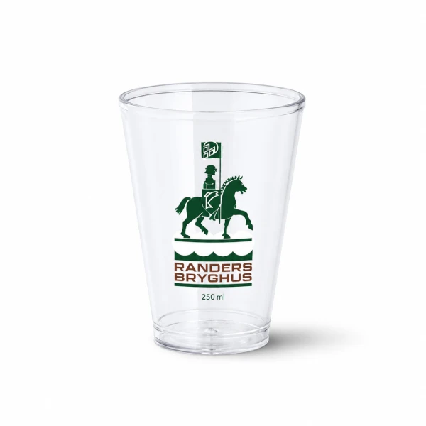 Genbrugeligt ølglas 25 cl med logo – PP plast