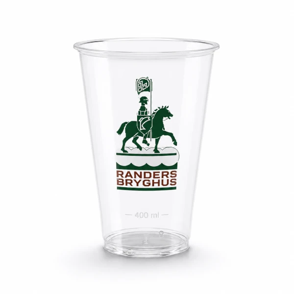 Genbrugeligt ølglas 40 cl med logo – PP plast